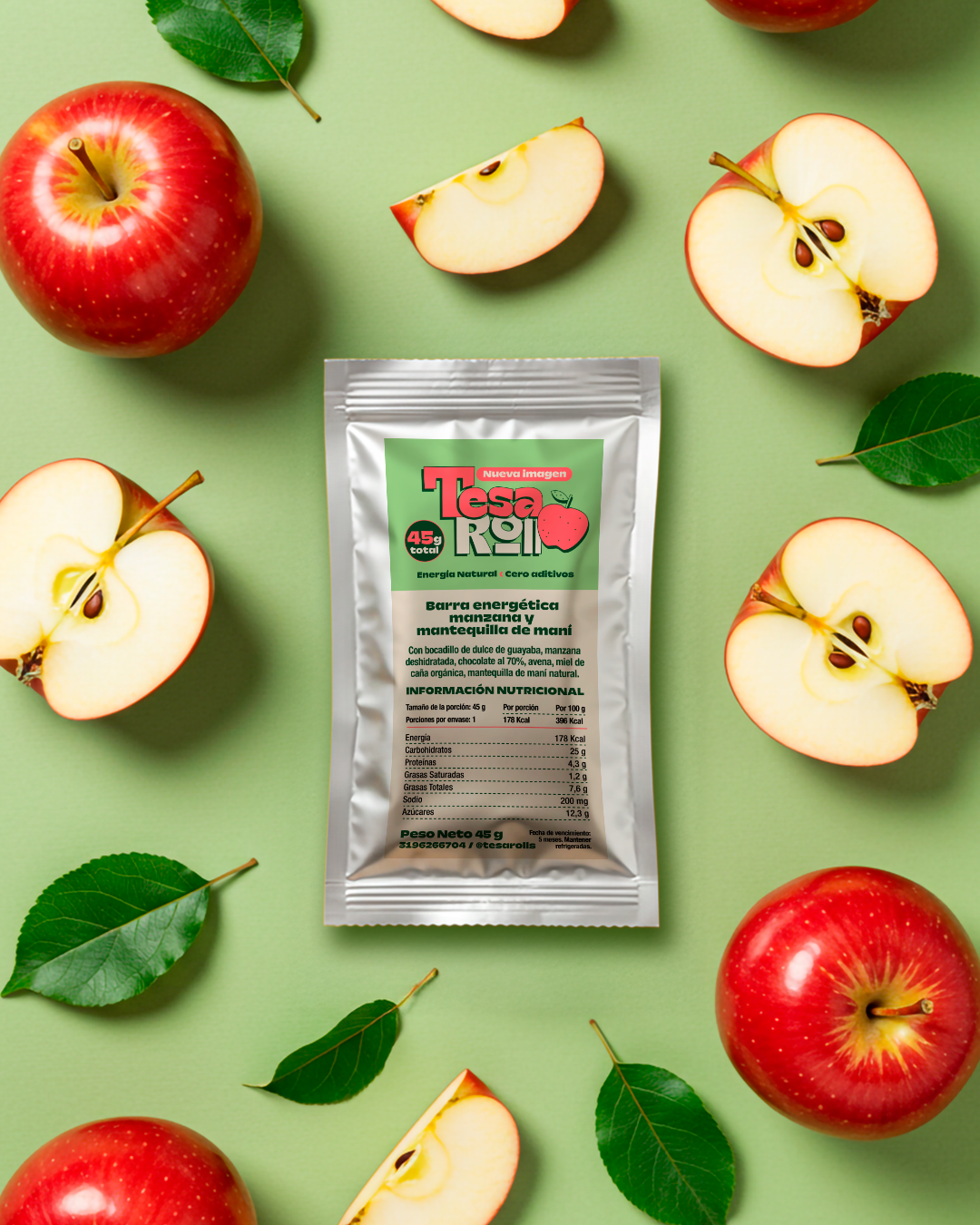 barra energética de manzana y mantequilla de maní barra energética de manzana y mantequilla de maní
