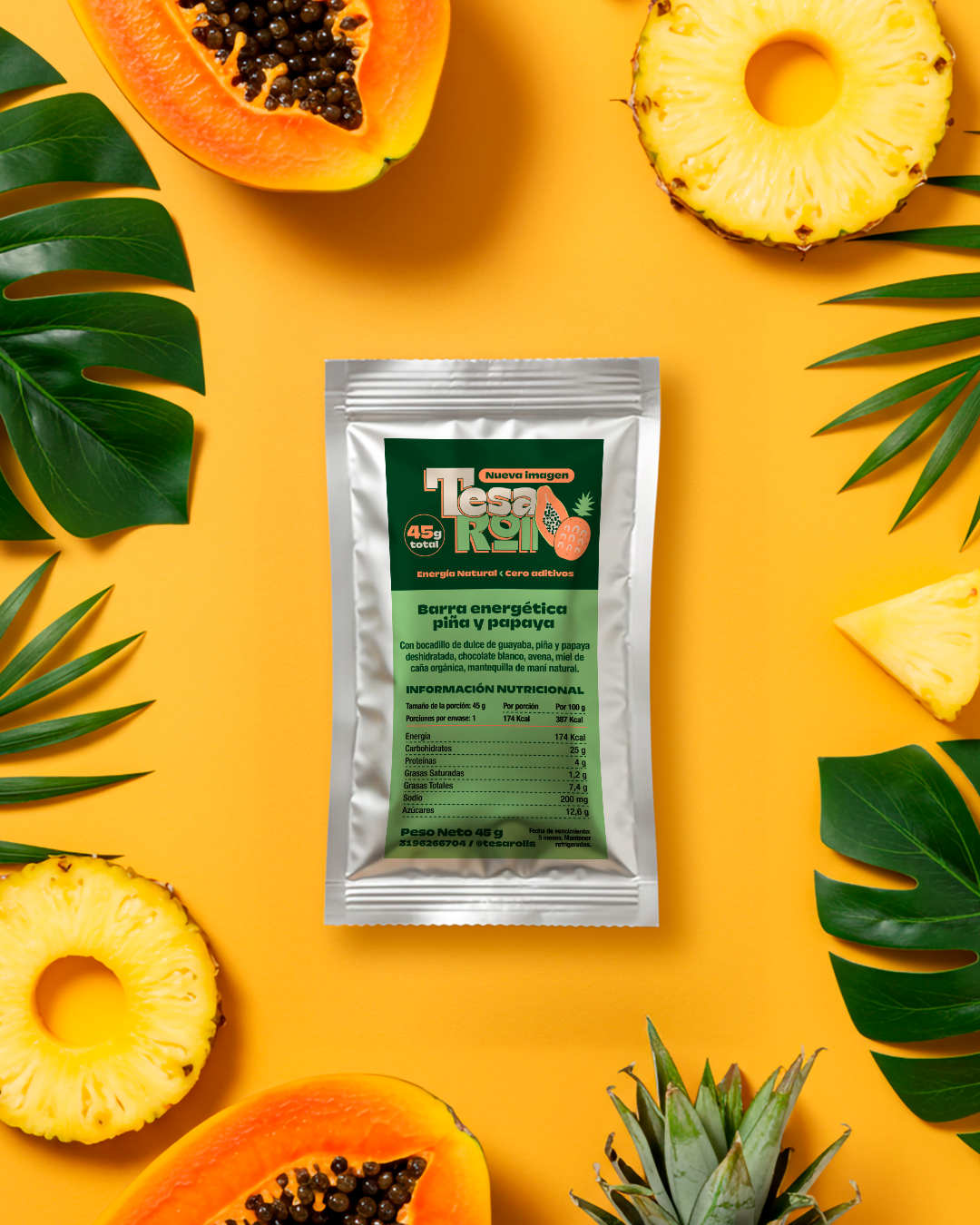 barra energética de piña y papaya barra energética de piña y papaya
